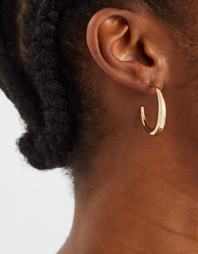 14ct Gold-Plated Crescent Hoop Earrings, , large
