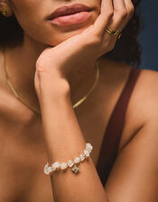 14ct Gold-Plated Clear Quartz Beaded Charm Bracelet, , large