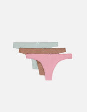 Natural Bamboo Fibre Thongs Set of Three, Multi (PASTEL-MULTI), large