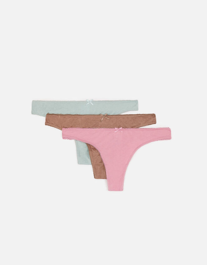 Natural Bamboo Fibre Thongs Set of Three, Multi (PASTEL-MULTI), large
