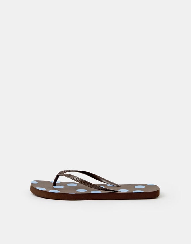 Polka Dot Flip Flops, Brown (CHOCOLATE), large