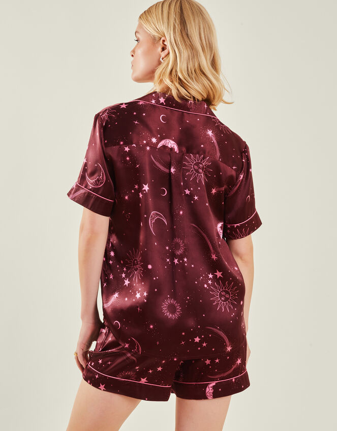 Celestial Satin Short Pyjama Set, Red (BURGUNDY), large