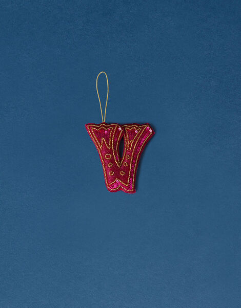 Embroidered V Initial Decoration, , large