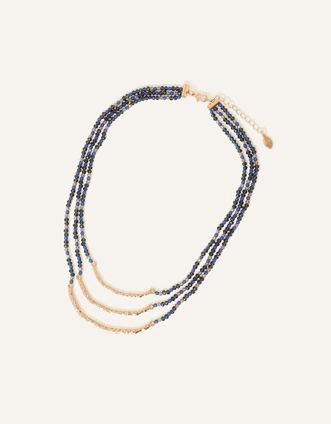 Layered Metal Bar Necklace, , large