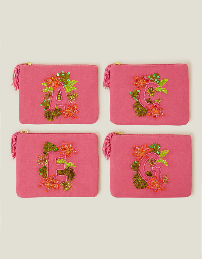 Summer Initial Pouch, Pink (PINK), large