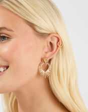 Sun Beam Heart Short Drop Earrings, , large