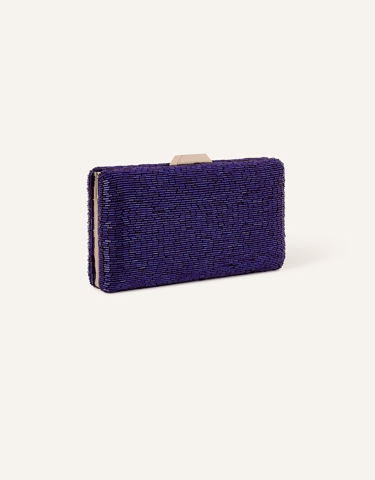 Beaded Hardcase Clutch Bag Blue