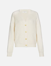 Heart Button Short Cardigan, Cream (CREAM), large