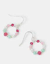 Sterling Silver-Plated Stone Bead Drop Earrings, , large
