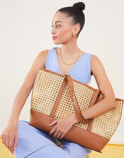 Large Rattan Shoulder Bag, , large