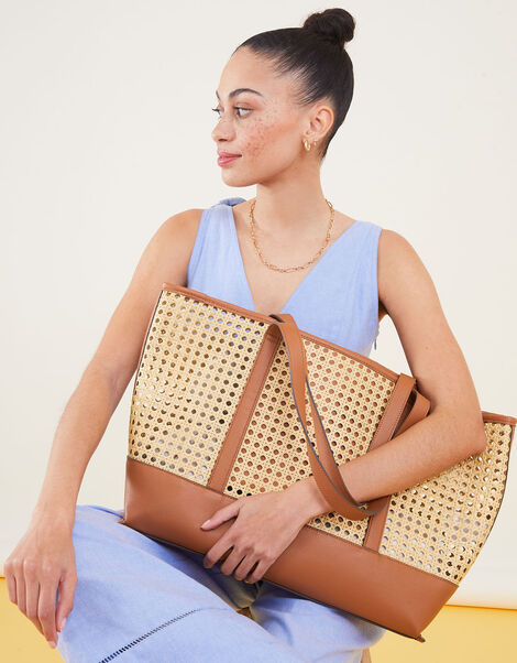 Large Rattan Shoulder Bag, , large