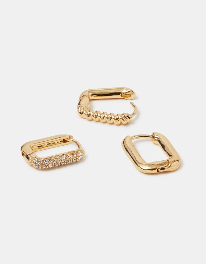 3-Pack Rectangular Hoop Earrings, , large