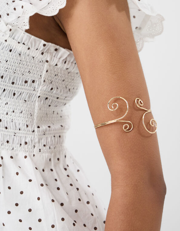 Swirl Metal Arm Cuff, Gold (GOLD), large