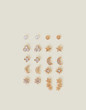 10-Pack Celestial Sparkle Stud Earrings, , large