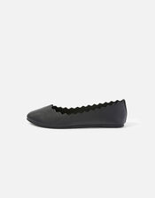 Scallop Ballerina Flats, Black (BLACK), large