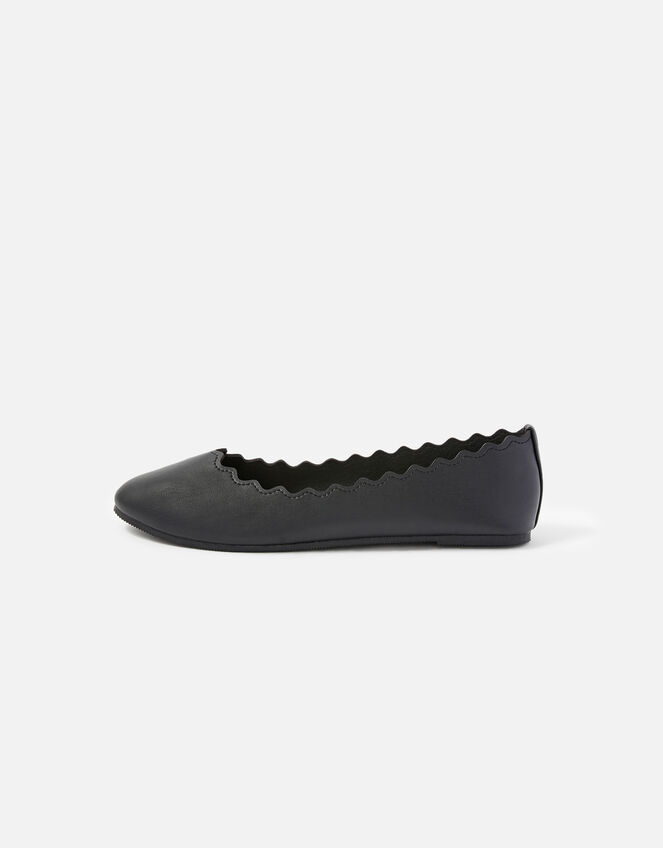 Scallop Ballerina Flats, Black (BLACK), large