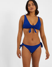 Floral Broderie Tie Bikini Bottoms, Blue (BLUE), large