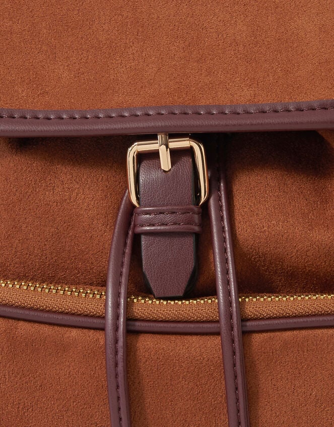 Multi-Pocket Faux Suede Backpack, , large