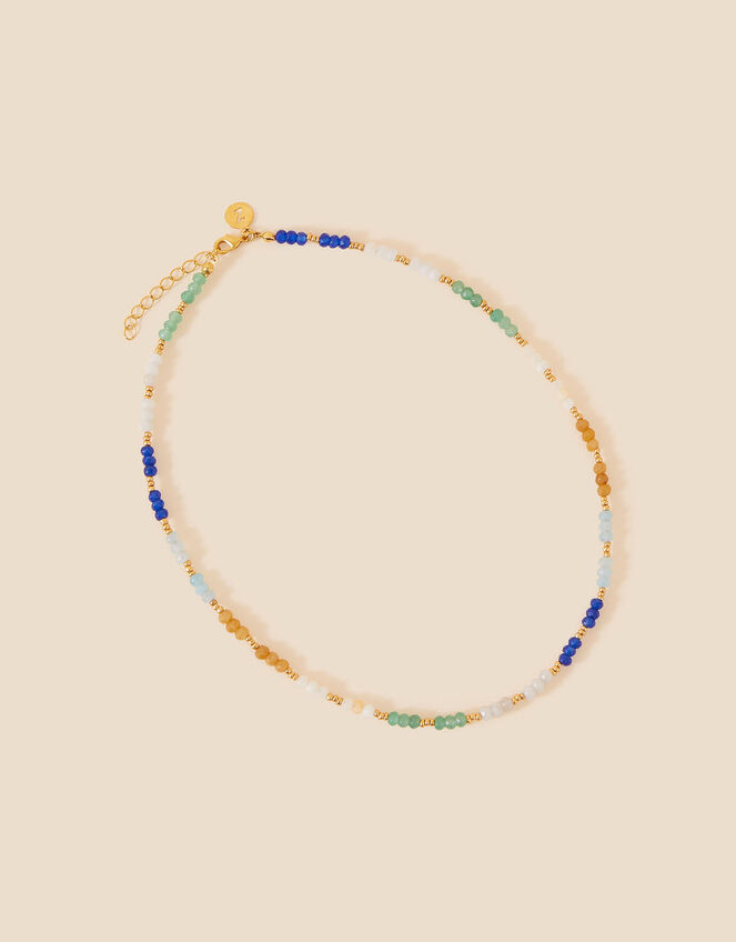 Gold-Plated Mixed Healing Stone Beaded Necklace, , large
