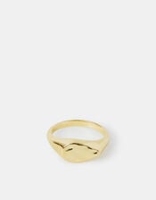 14ct Gold-Plated Molten Signet Ring, Gold (GOLD), large