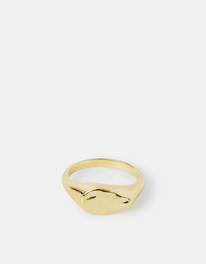 14ct Gold-Plated Molten Signet Ring, Gold (GOLD), large