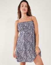 Ditsy Mini Dress in LENZING&trade; ECOVERO&trade;, Blue (NAVY), large