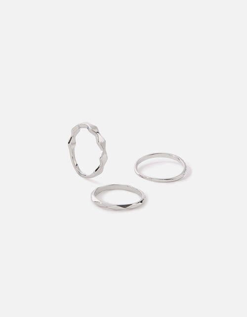 Platinum-Plated Ring Set, Silver (SILVER), large