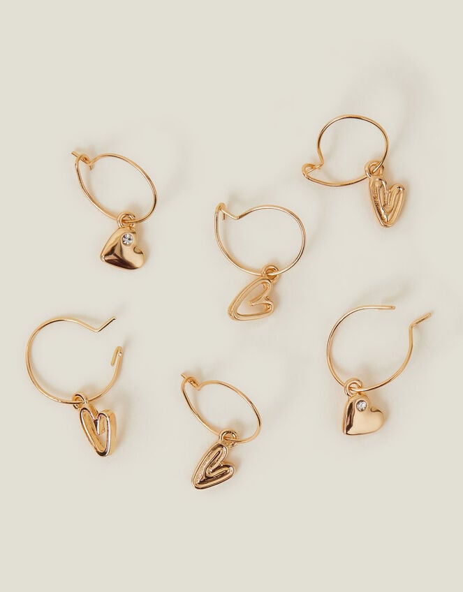 3-Pack Heart Hoop Earrings, , large