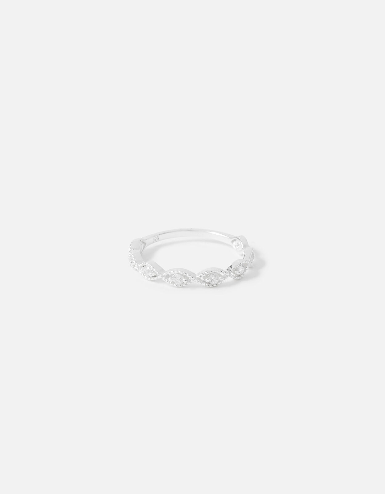 Sterling Silver Sparkle Weave Ring White