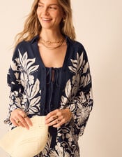 Floral Print Shirt, Blue (NAVY), large