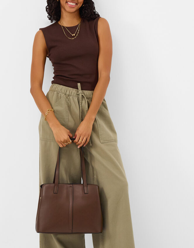 Webbing Strap Shoulder Bag , Brown (CHOCOLATE), large