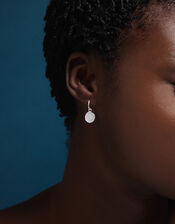 Sterling Silver Molten Drop Hoop Earrings, , large