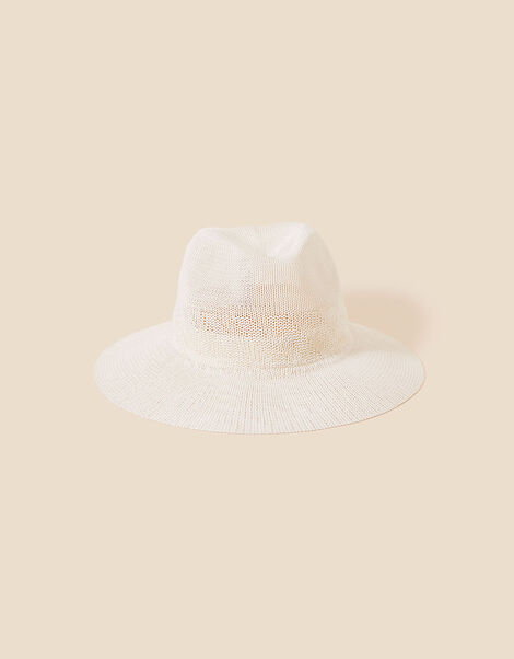 Packable Fedora Hat Cream, Cream (CREAM), large