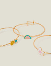 3-Pack Girls Metal Bangle Bracelets Gold, , large