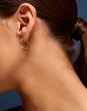 14ct Gold-Plated Sun Hoop Earrings, , large