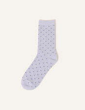 Ditsy Heart Print Socks, Blue (BLUE), large