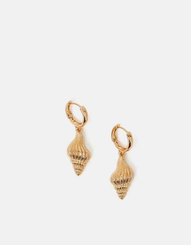 Seashell Huggie Hoop Earrings, , large