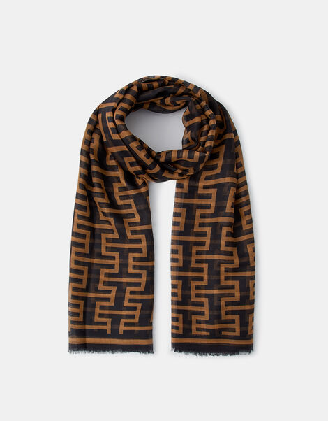 Lightweight Geometric Print Scarf, , large