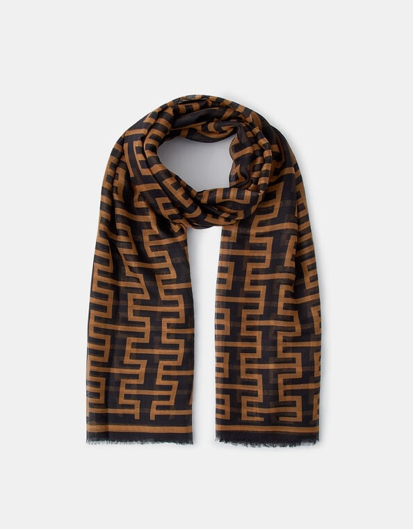 Lightweight Geometric Print Scarf, , large