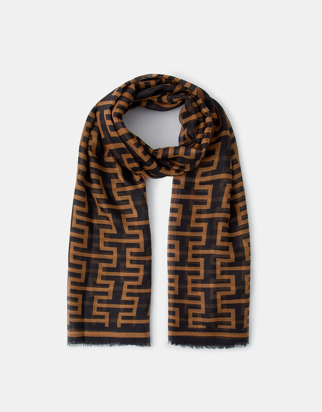 Lightweight Geometric Print Scarf, , large