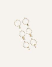 Leaf Hoop Earrings Set of Three, , large