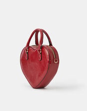 Patent Faux Leather Heart Crossbody Bag, , large