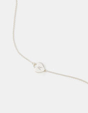 Sterling Silver Heart Initial Bracelet, Silver (ST SILVER), large