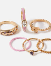 Butterfly Enamel Ring 6 Pack, Multi (PASTEL-MULTI), large