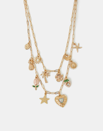 Tropical Charm Layered Necklace Gold, , large