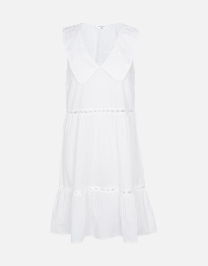 Collared Mini Dress, White (WHITE), large