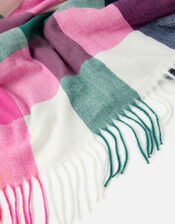 Colourblock Check Blanket Scarf , , large