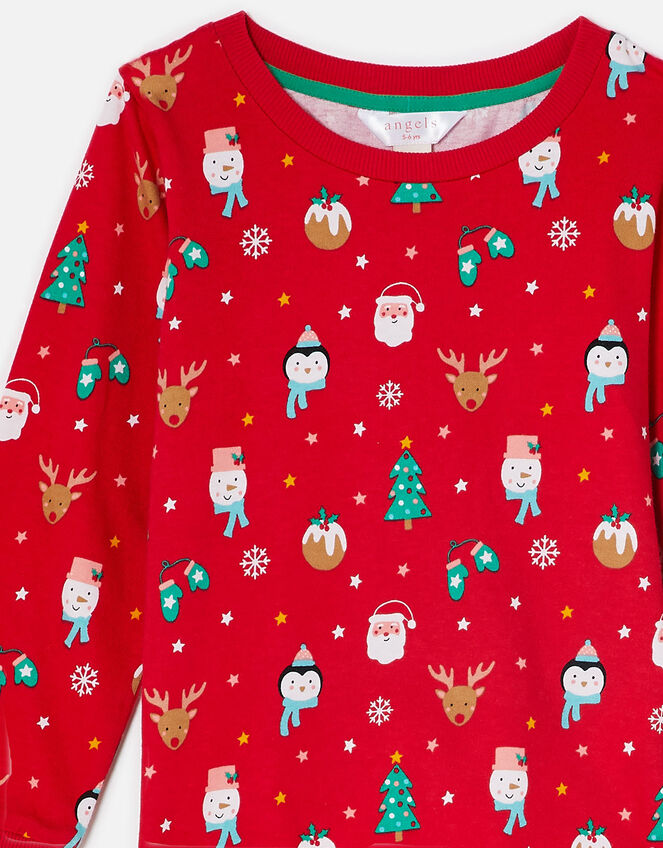 Girls Christmas Print PJ Set, Red (RED), large