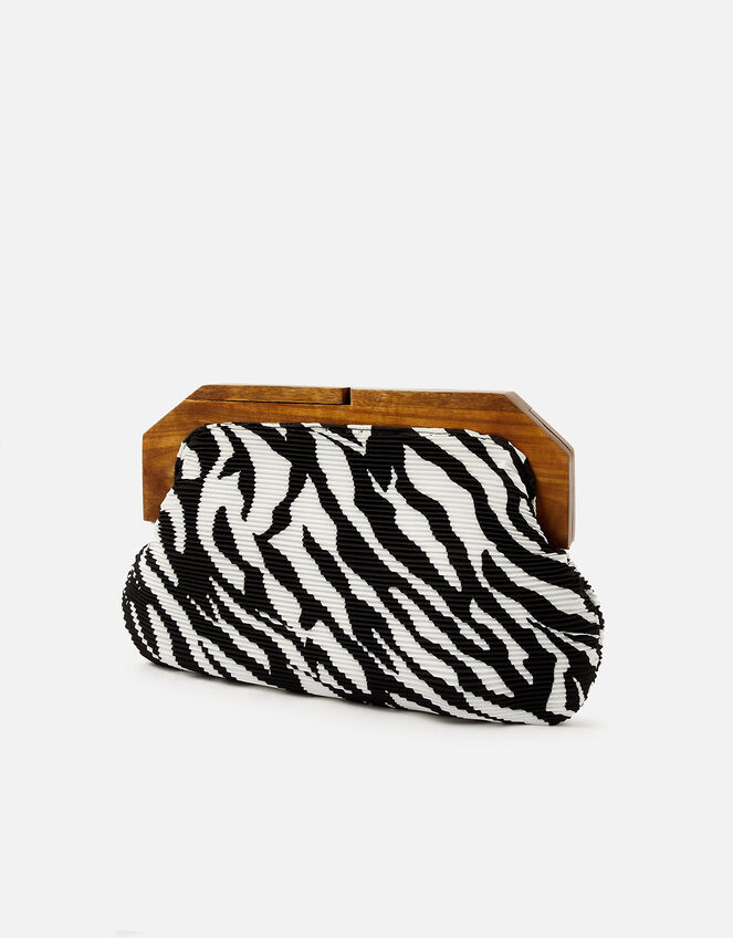 Zebra Pleated Clutch Bag , , large