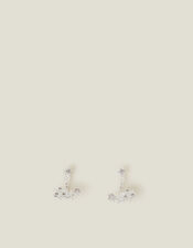 Sterling Silver-Plated Flower Back Stud Earrings, , large